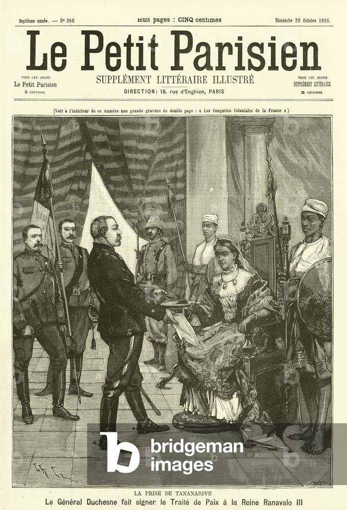 The capture of Antananarivo, Madagascar, by the French (engraving)