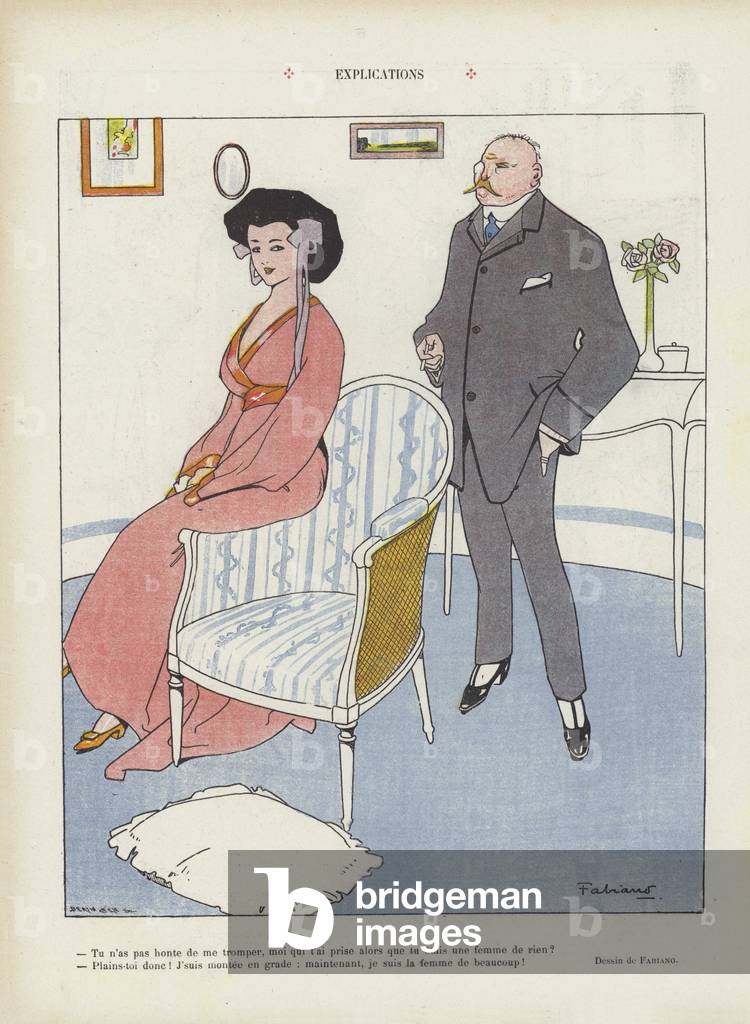 Explanations. Illustration for Le Rire (colour litho)