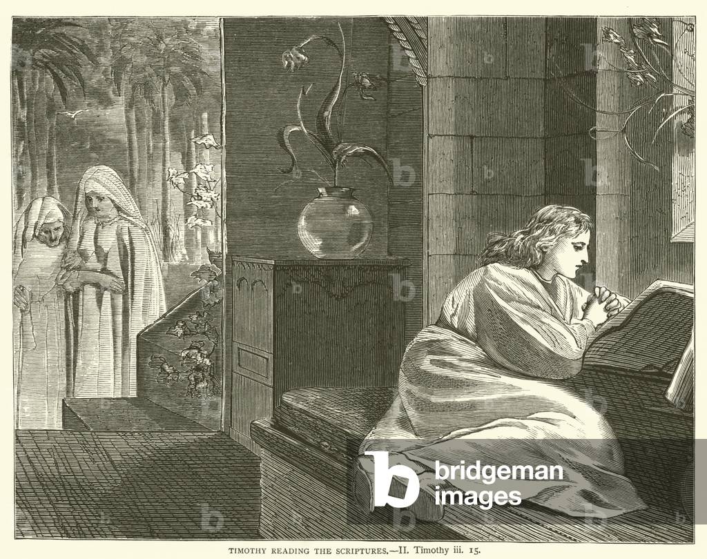 Timothy reading the Scriptures, II, Timothy, iii, 15 (engraving)