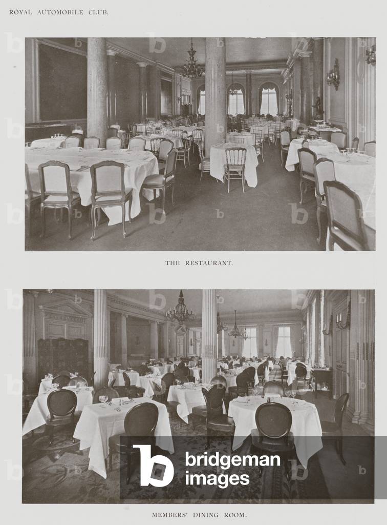 Royal Automobile Club, The Restaurant, Members' Dining Room (b/w photo)