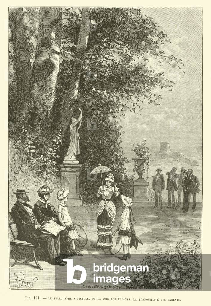 Le Telegraphe A Ficelle, Ou La Joie Des Enfants, La Tranquillite Des Parents (engraving)