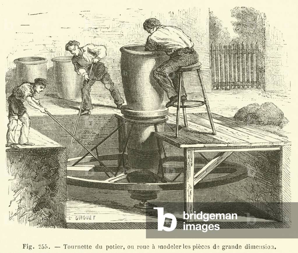 Tournette du potier, ou roue a modeler les pieces de grande dimension (engraving)