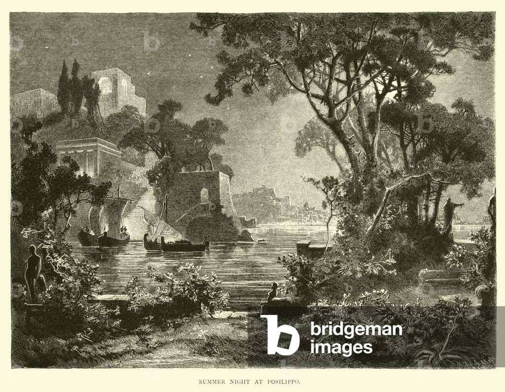 Summer night at Posilippo (engraving)