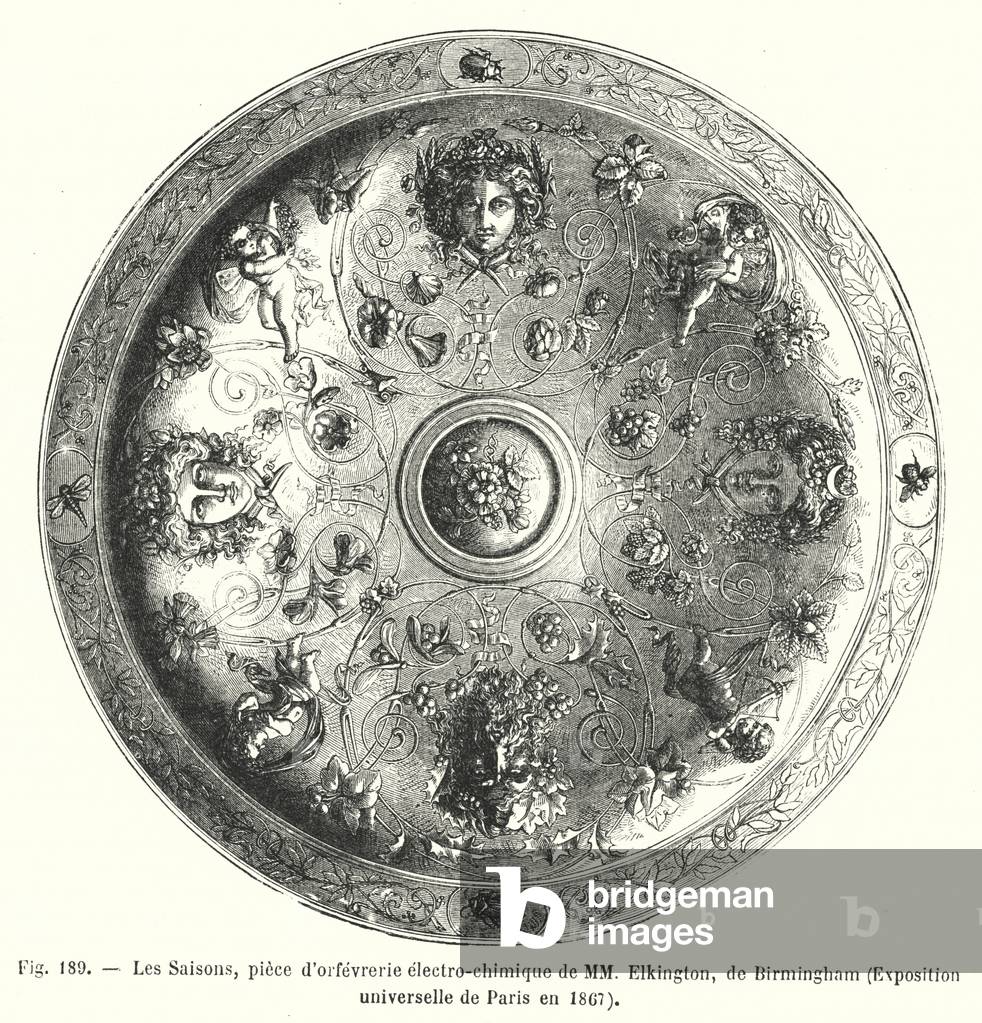 Les Saisons, piece d'orfevrerie electro-chimique de MM Elkington, de Birmingham, Exposition universelle de Paris en 1867 (engraving)