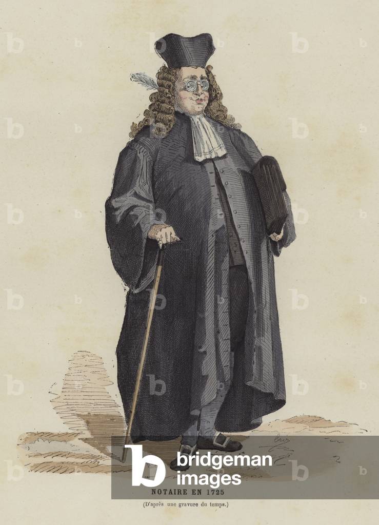 Notary, 1725 (coloured engraving)