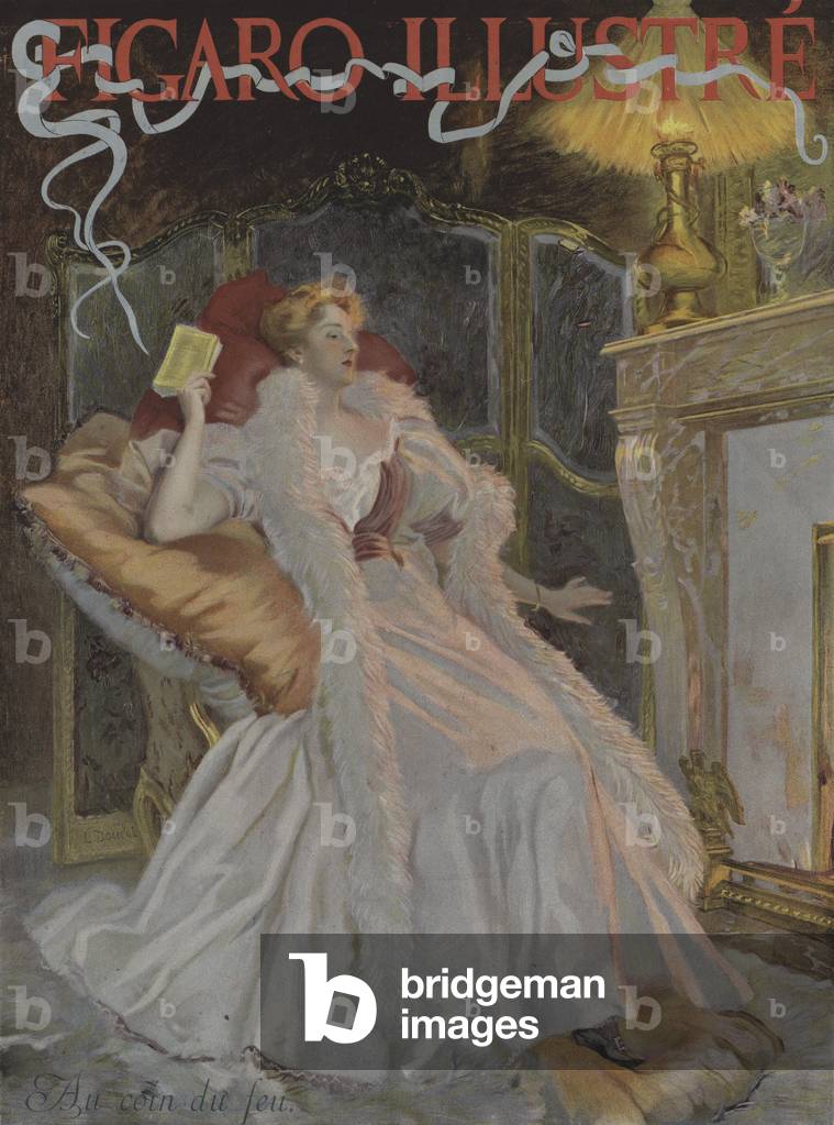 Au coin du feu (By the Fireside). Cover of Le Figaro Illustre, January 1896 (colour litho)