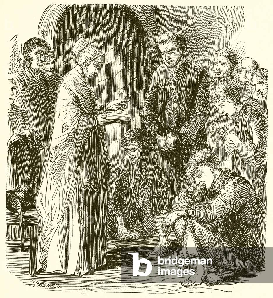 Mrs. Fry visiting Prisoners (engraving)