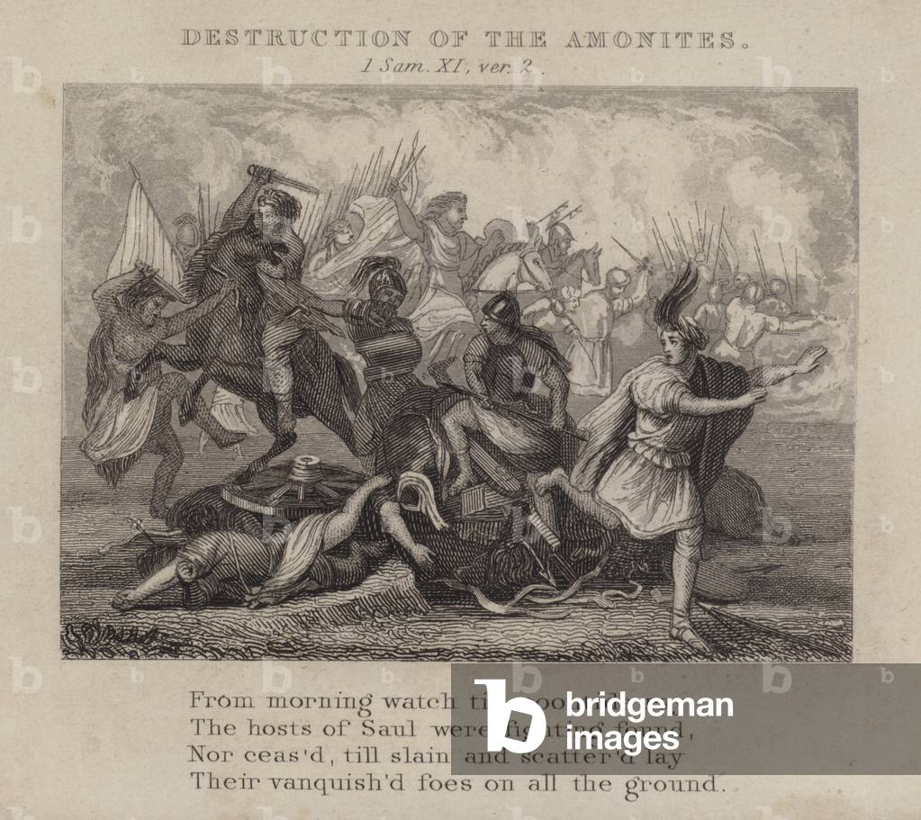 Destruction of the Amonites, 1 Samuel XI, ver 2 (engraving)