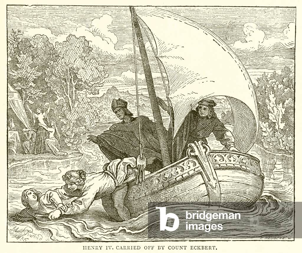 Henry IV of Holy Roman Emperor carried off by Count Eckbert, c.1880 (engraving)