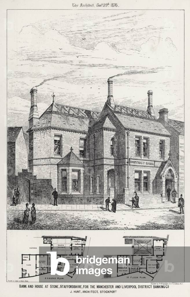 Bank and House at Stone, Staffordshire, for the Manchester and Liverpool District Banking Co (engraving)