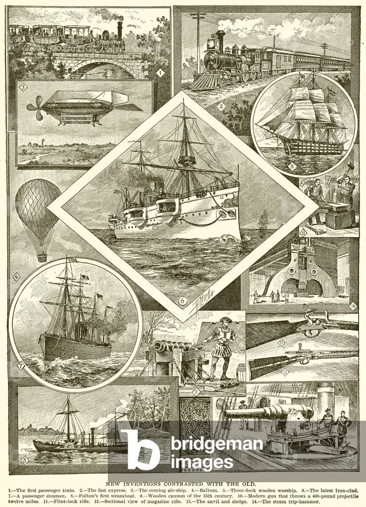 New Inventions Contrasted with the Old (engraving)