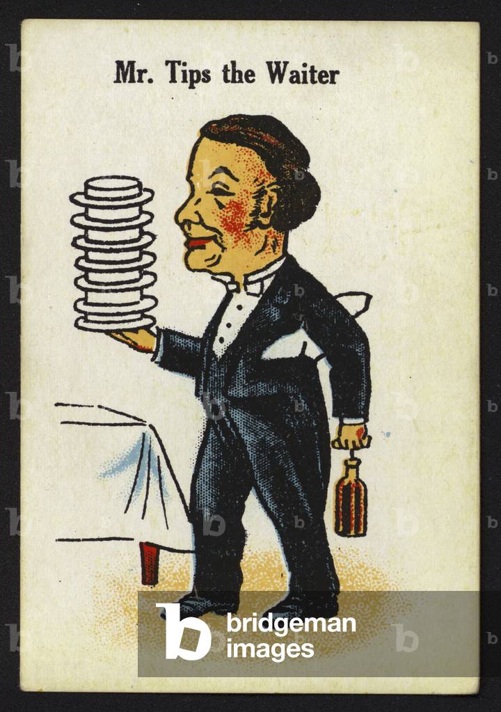 Playing card: Mr Tips the Waiter (colour litho)