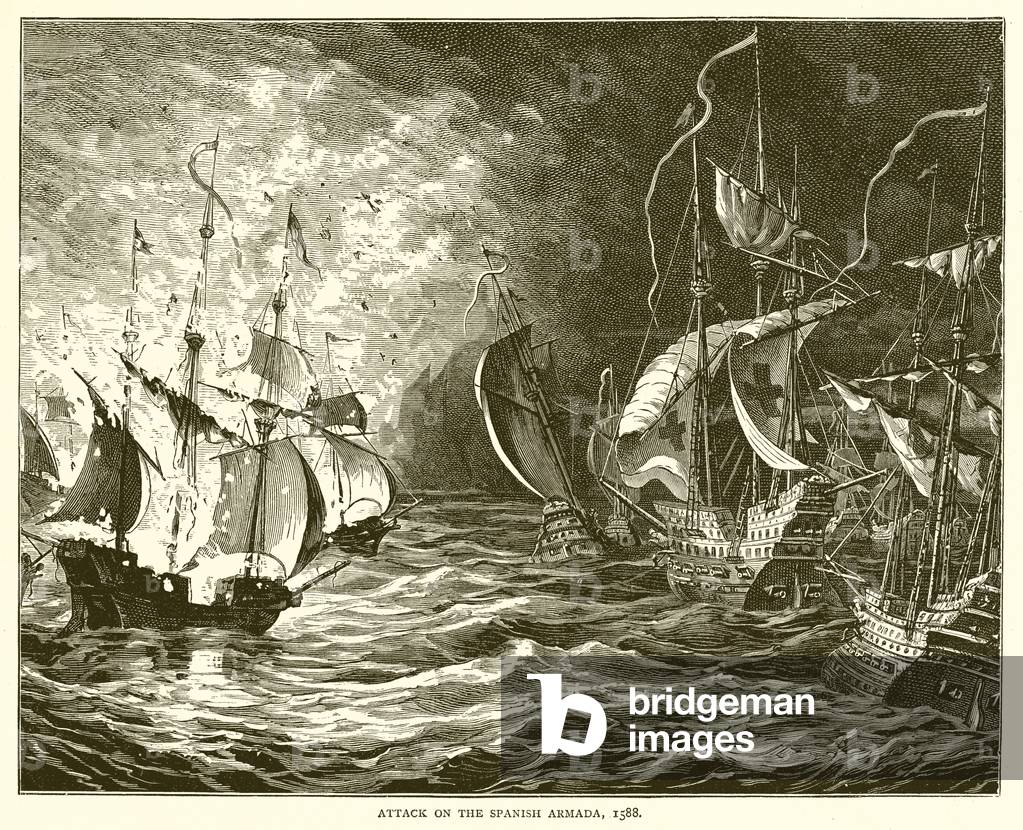 Attack on the Spanish Armada, 1588 (engraving)