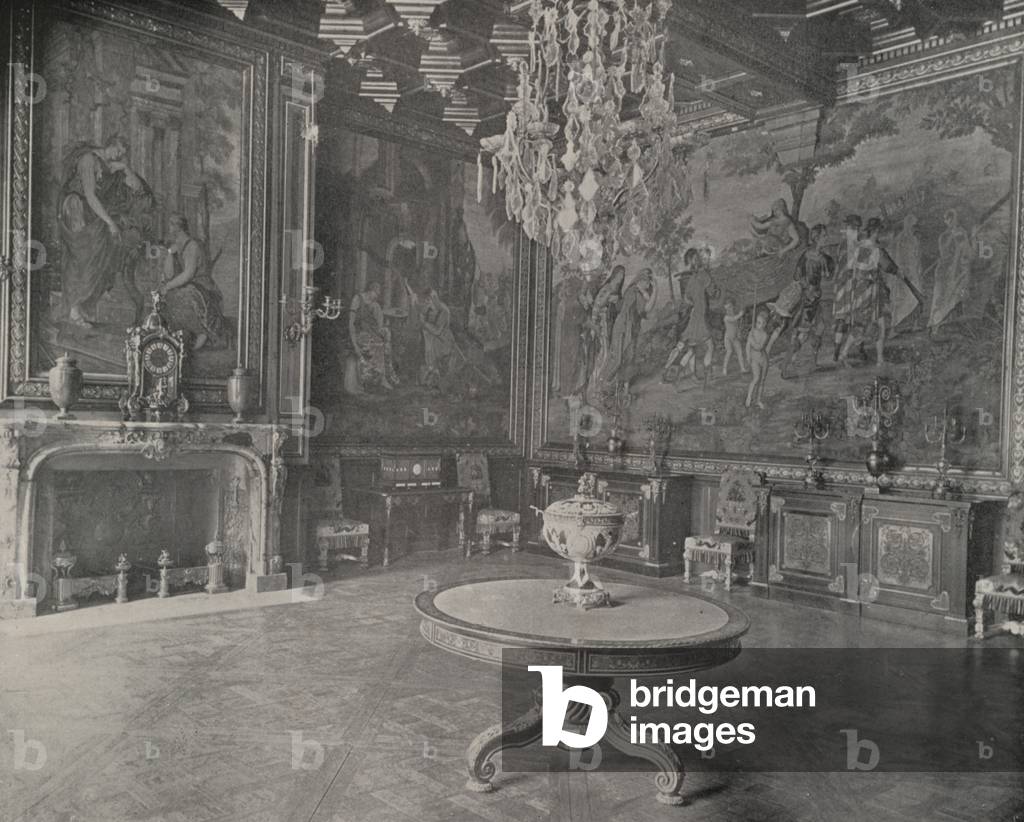 Drawing Room, Palace of Fontainebleau (b/w photo)