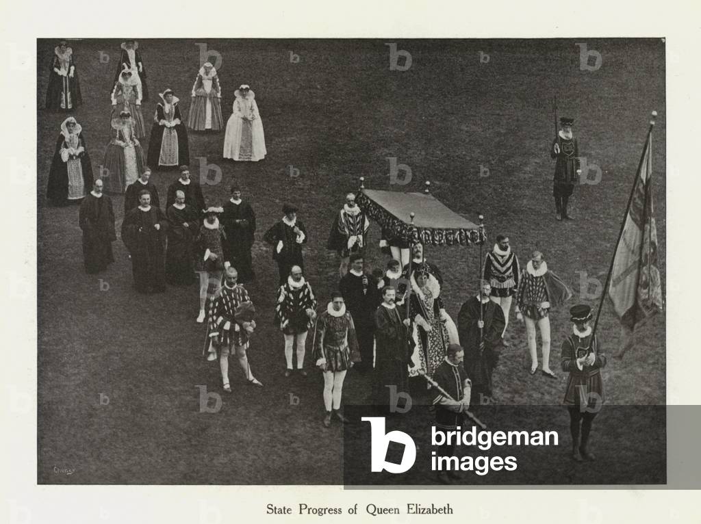 Oxford Historical Pageant, 1907: State Progress of Queen Elizabeth (b/w photo)