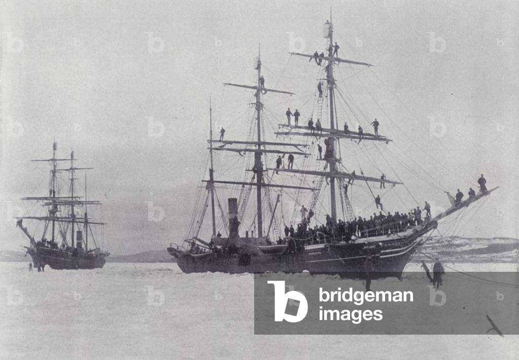 Canada: Sealing Steamers in the Ice (b/w photo)