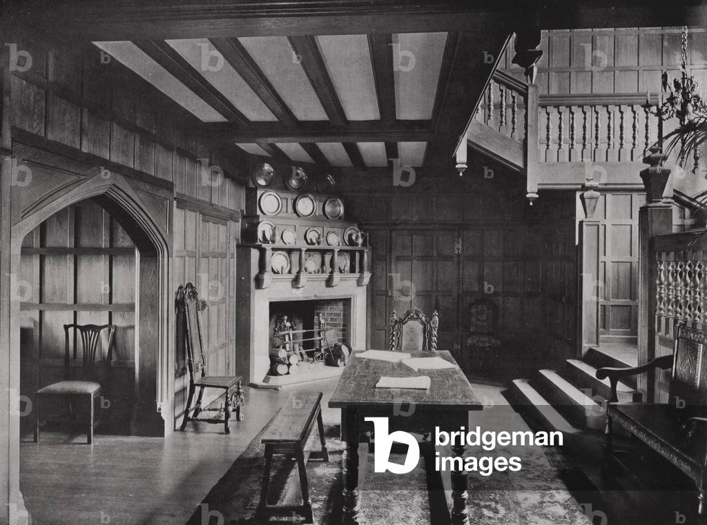 Entrance Hall, Great House Court, East Grinstead, Sussex, England (b/w photo)