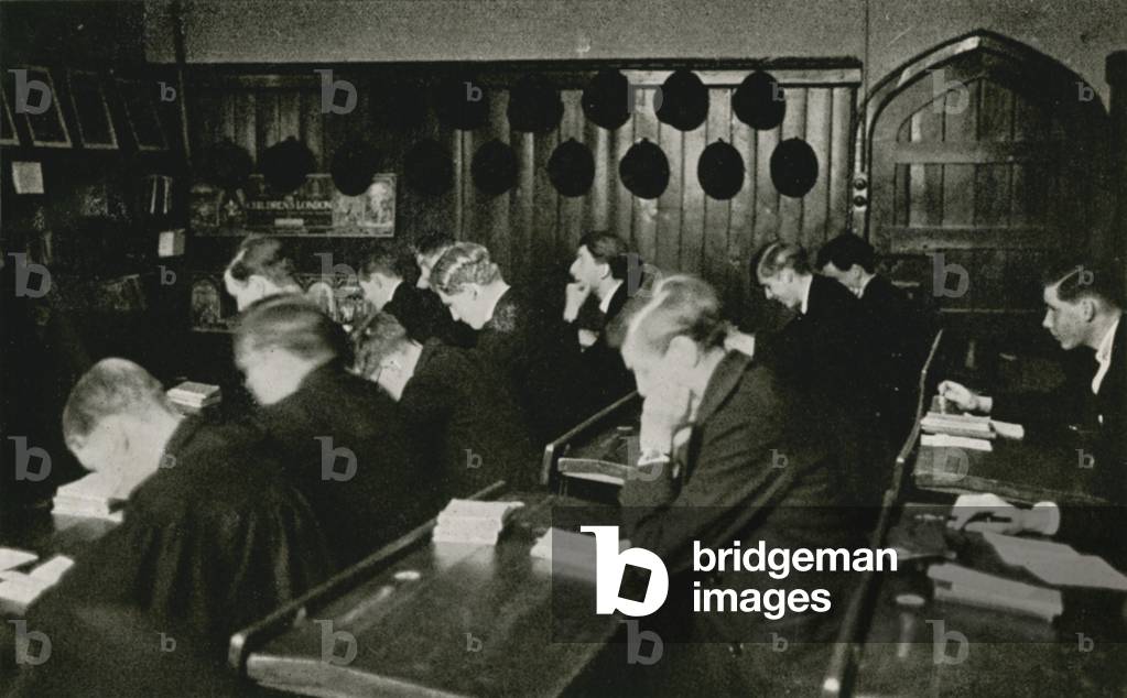 Classroom interior (b/w photo)
