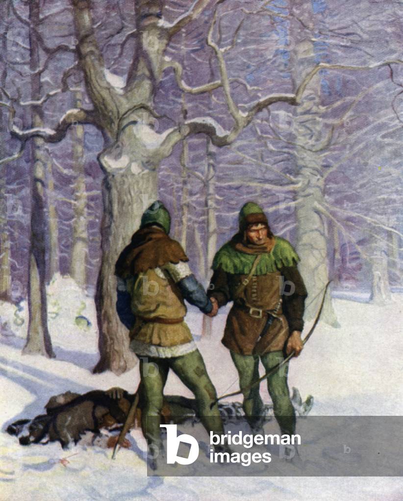 Illustration for The Black Arrow by Robert Louis Stevenson (colour litho)