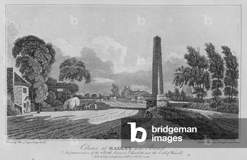 Column at Hadley, near Barnet, in commemoration of the battle between Edward IV and the Earl of Warwick (engraving)