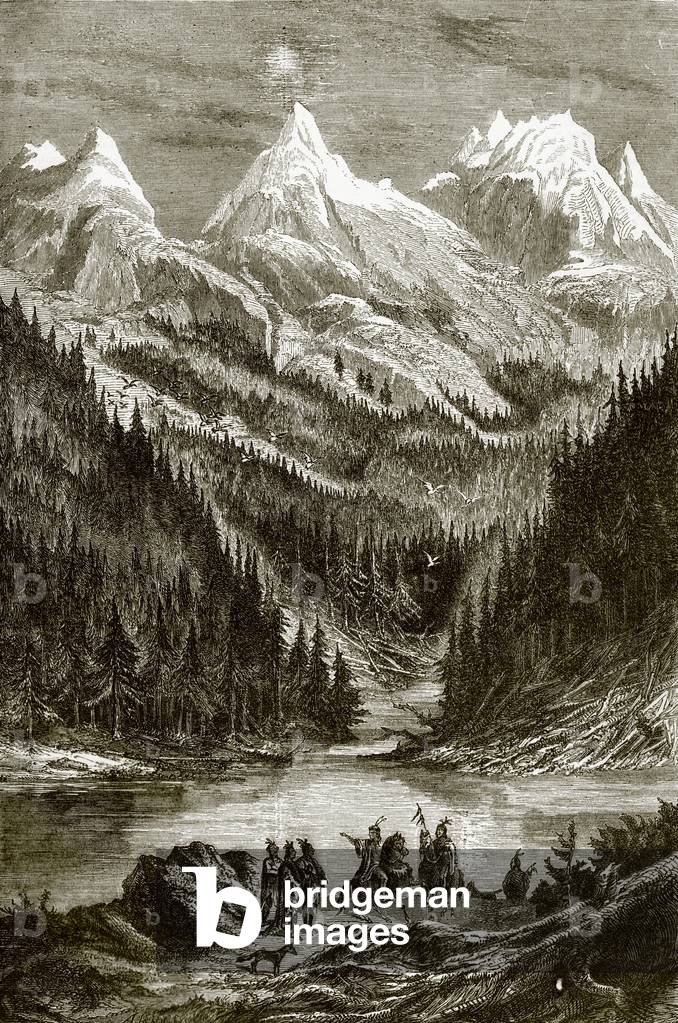 "Felsgebirge" von English School, b/w