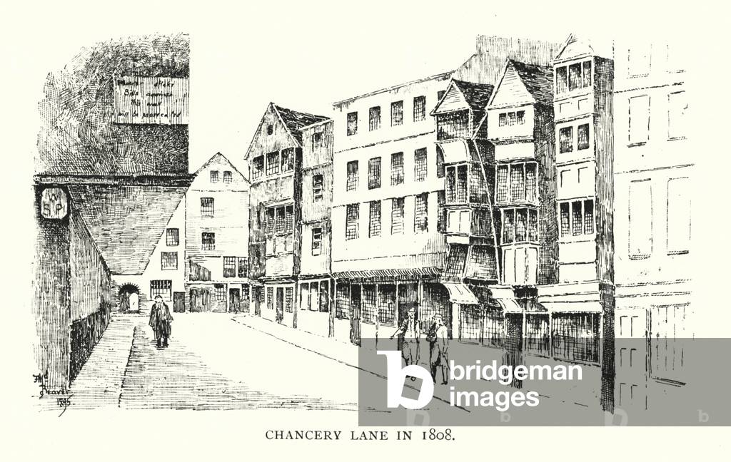Chancery Lane in 1808 (litho)
