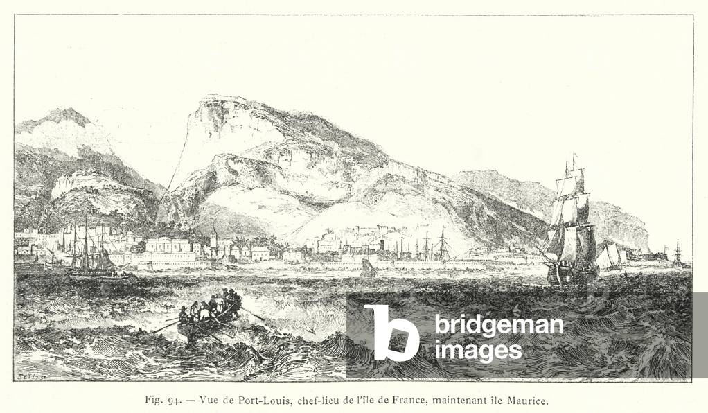 Vue de Port-Louis, chef-lieu de l'ile de France, maintenant ile Maurice (engraving)