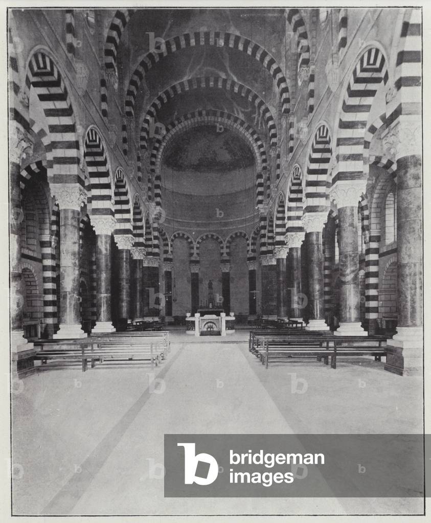 Jerusalem, Basilica of Saint-Stephen, interior (b/w photo)