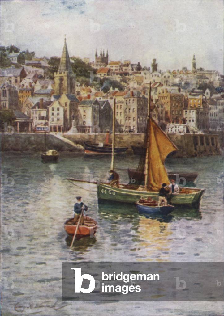 St Peter-Port, Guernsey, from the Pool (colour litho)