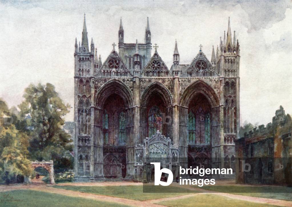 Peterborough, the West Front (colour litho)