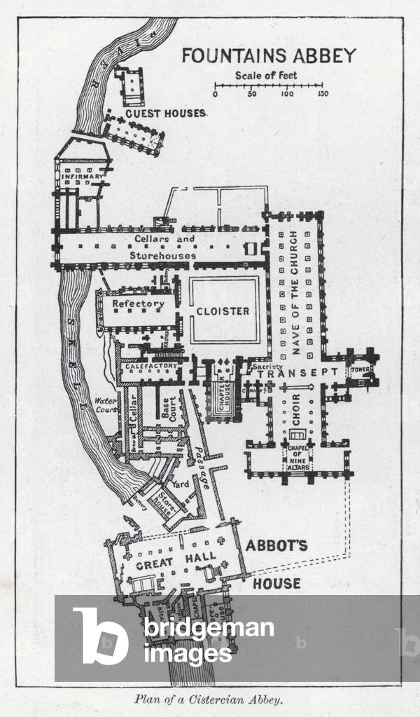 Plan of a Cistercian Abbey (litho)