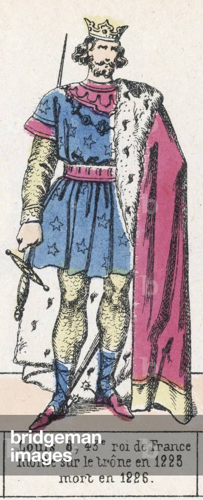 Louis 8, 43e roi de France, monte sur le trone en 1223, mort en 1226 (coloured engraving)
