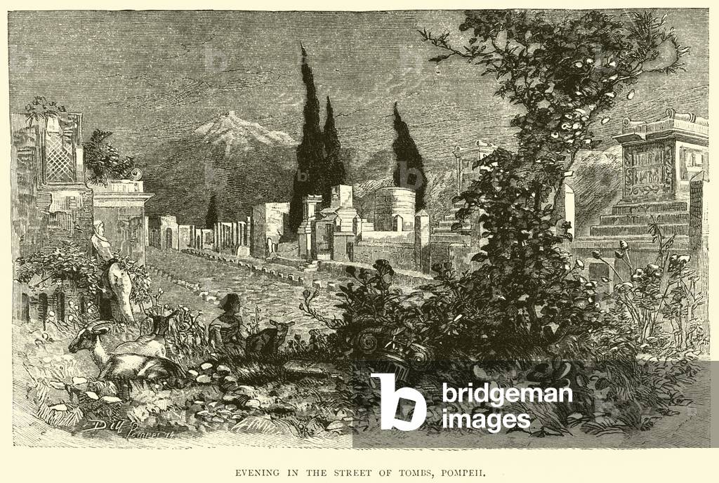 Evening in the Street of Tombs, Pompeii (engraving)