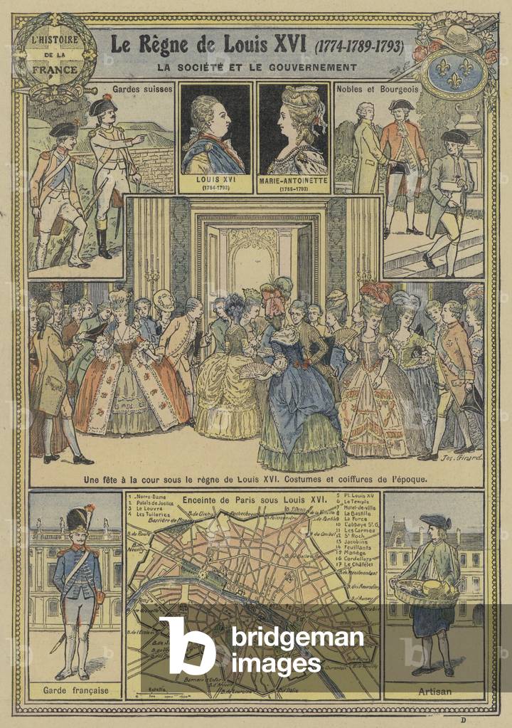 Society and government during the reign of Louis XVI of France, 1774-1789 (colour litho)