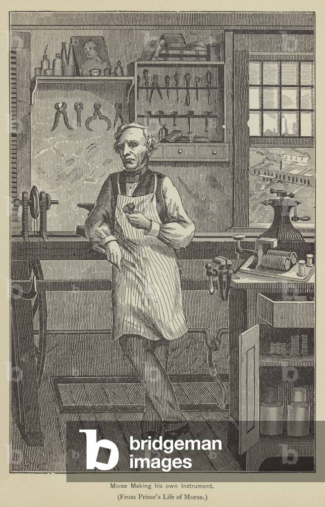 Morse making his own Instrument (engraving)