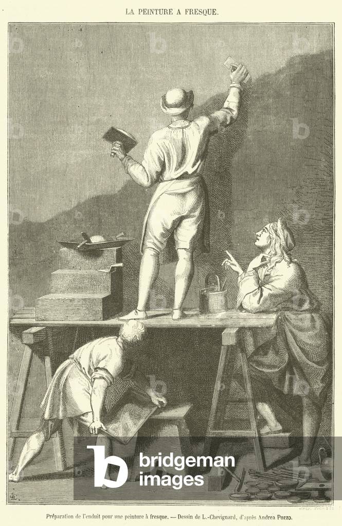 Preparation de l'enduit pour une peinture a fresque (engraving)