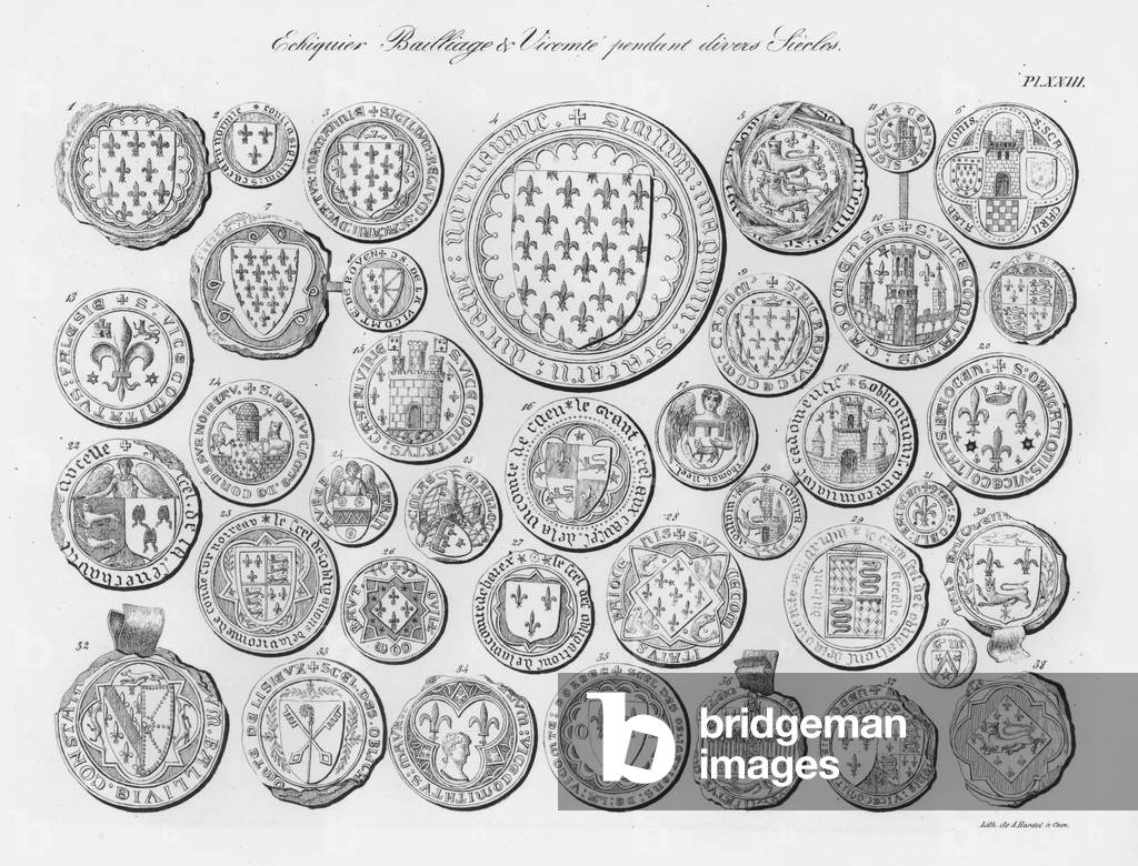 Echiquier Bailliage et Vicomte pendant divers Siecles (engraving)