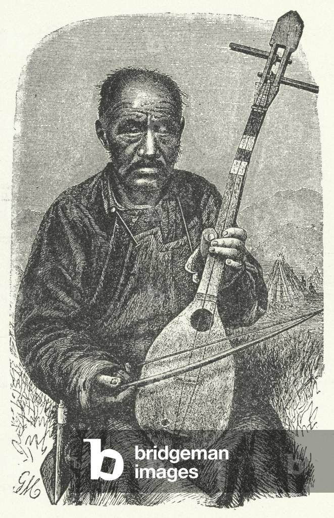 A musician from Kyrgyzstan (engraving)