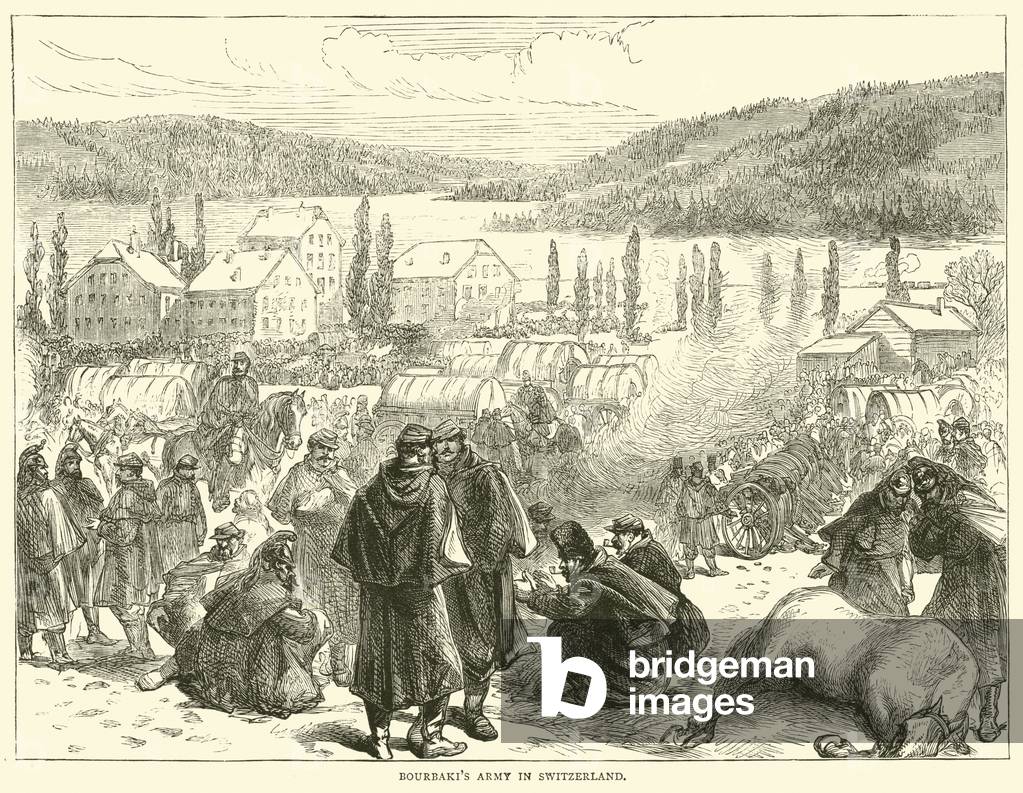 Bourbaki's Army in Switzerland, February 1871 (engraving)