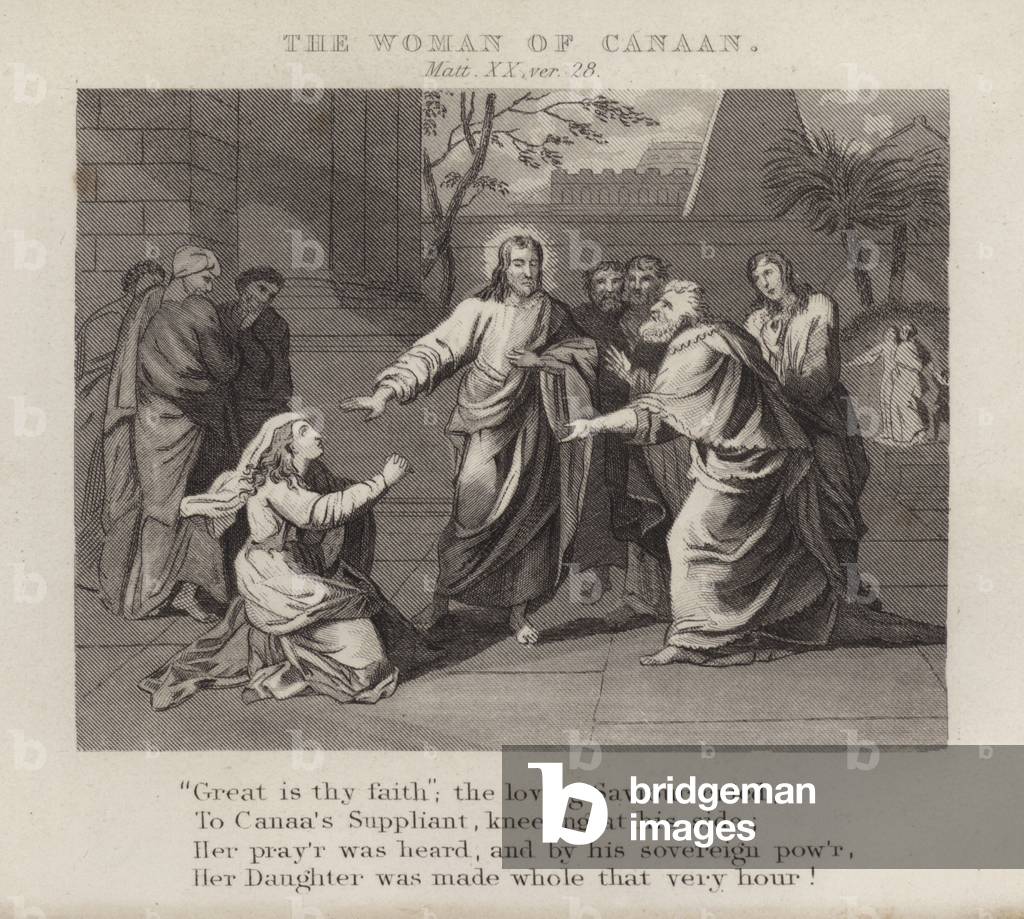 The woman of Canaan, Matthew XX, ver 28 (engraving)