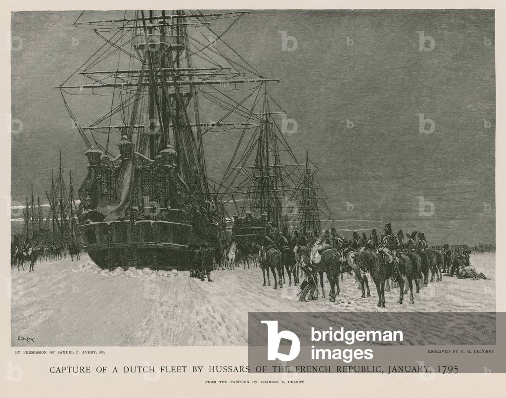 Capture of a Dutch fleet by Hussars of the French Republic (engraving)