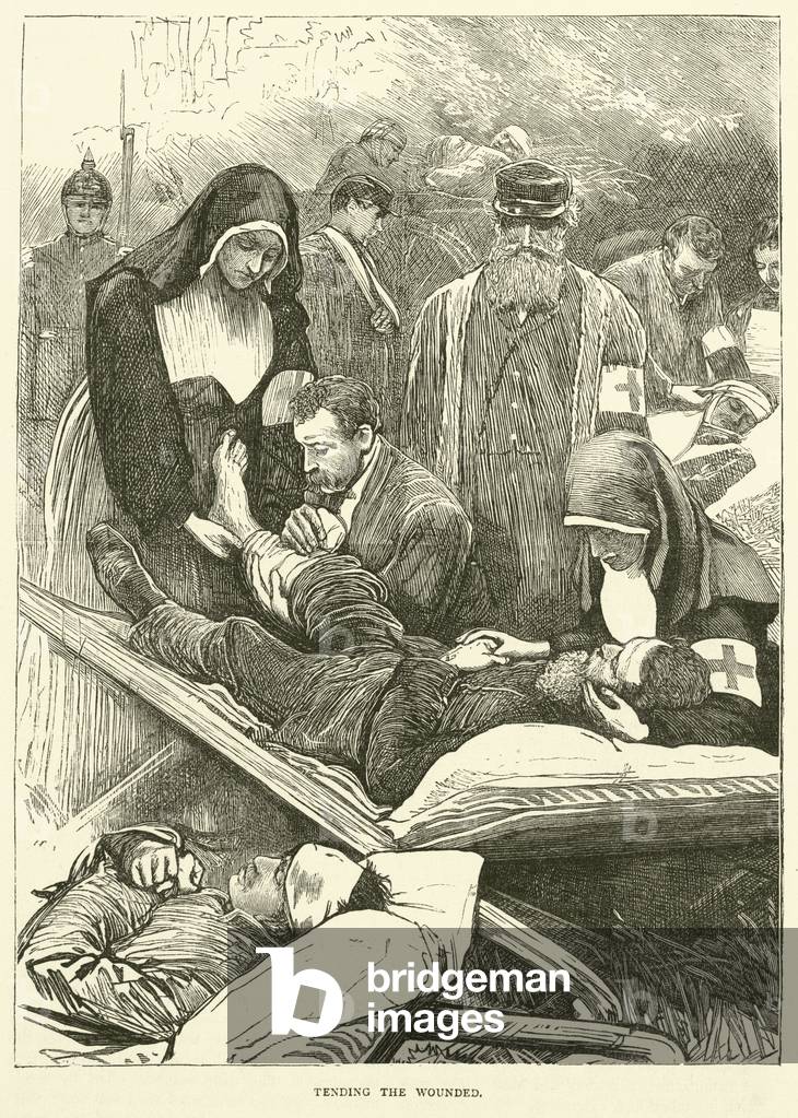 Tending the wounded, September 1870 (engraving)