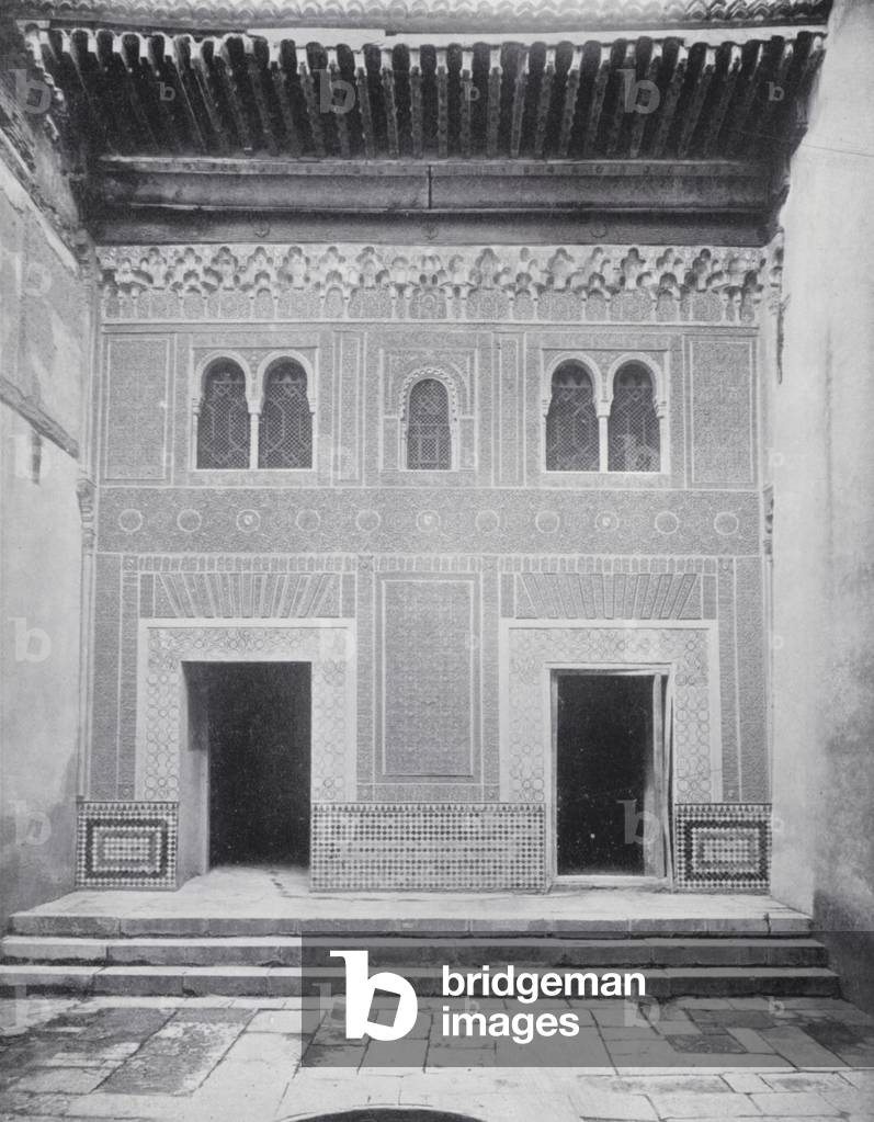 Facade in the Patio Del Mexuar, Alhambra (b/w photo)