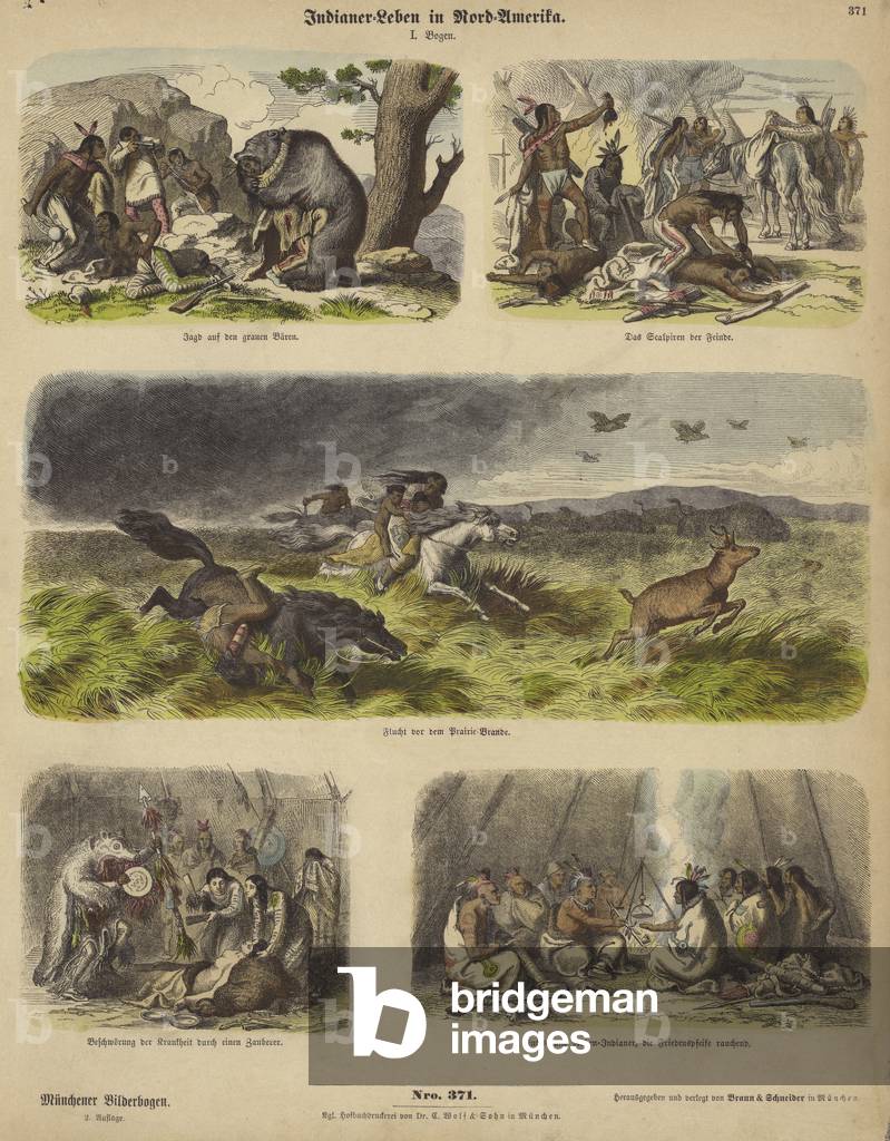 Native Americans (coloured engraving)