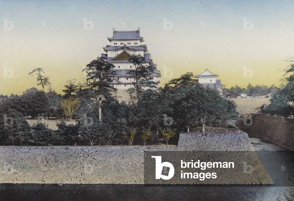 Japan, c.1912: The famous Nagoya Castle, dates from 1610; Very noted for gold dolphinson the top of keep, the height of dolphin is 8 ft 7 in and valued about 360,000 yen, Nagoya (photo)