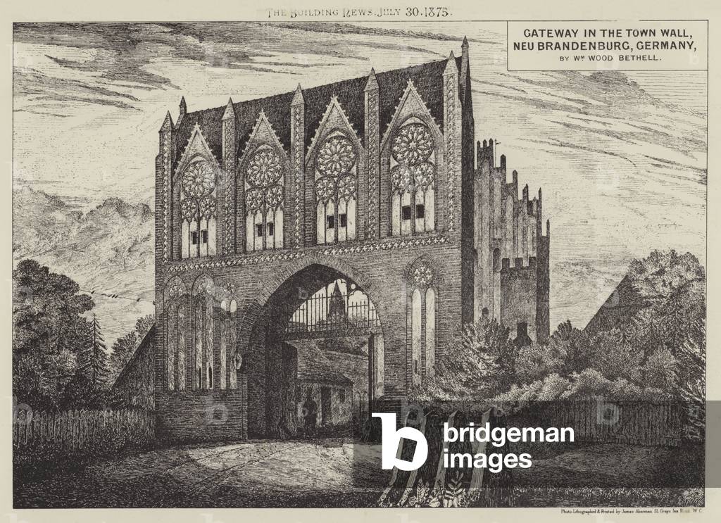 Gateway in the Town Wall, Neubrandenburg, Germany (engraving)