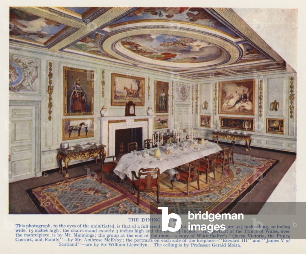 Queen Mary's Dolls' House: The Dining Room (coloured photo)