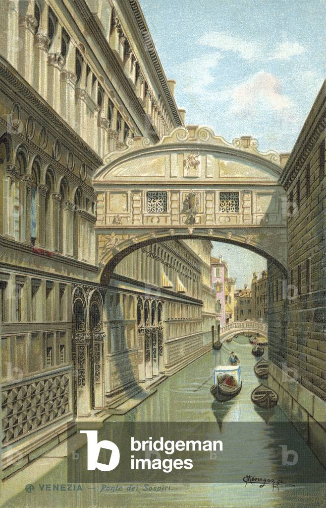 Venice, Italy, Bridge Of Sighs (chromolitho)