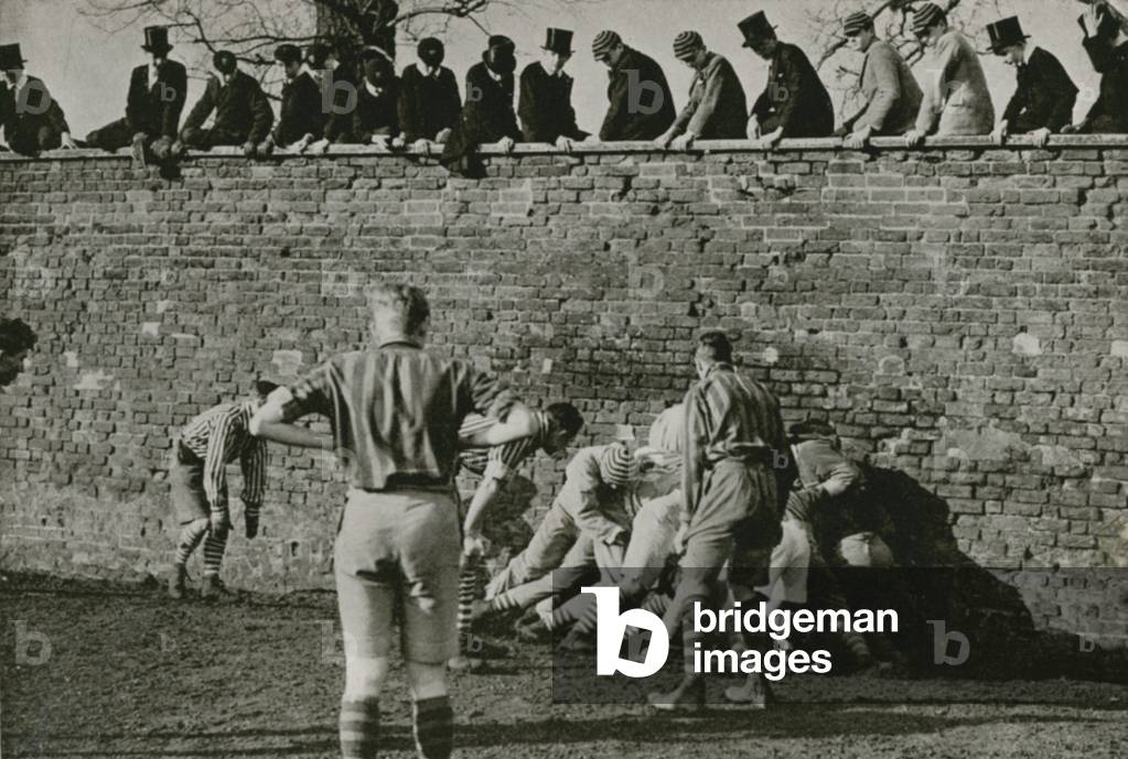 Eton, the Wall Game on St Andrew's Day (b/w photo)