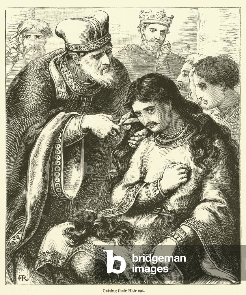 Getting their Hair cut (engraving)